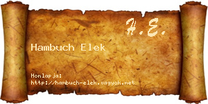 Hambuch Elek névjegykártya